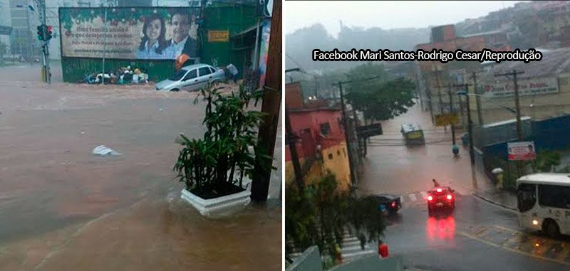 Enchente na região da estr. São Francisco próximo ao shopping e rua Vicente Leporace (Pirajuçara) alagadas